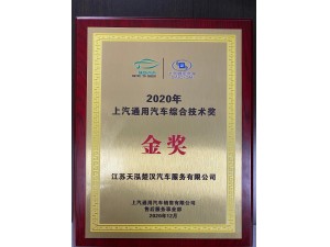 2020天泓楚漢“上汽通用汽車綜合技術(shù)金獎(jiǎng)”
